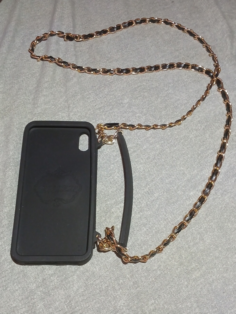 Black Crossbody Phone Case with Gold Chain Strap